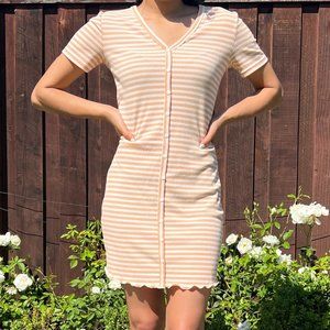 Orange and White Stripped T-Shirt Dress